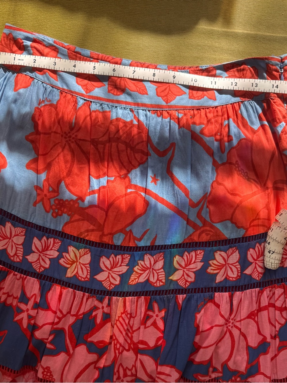 FARM Rio Coral, Sky Blue & Pink Tiered Maxi Skirt - Picture 6 of 6